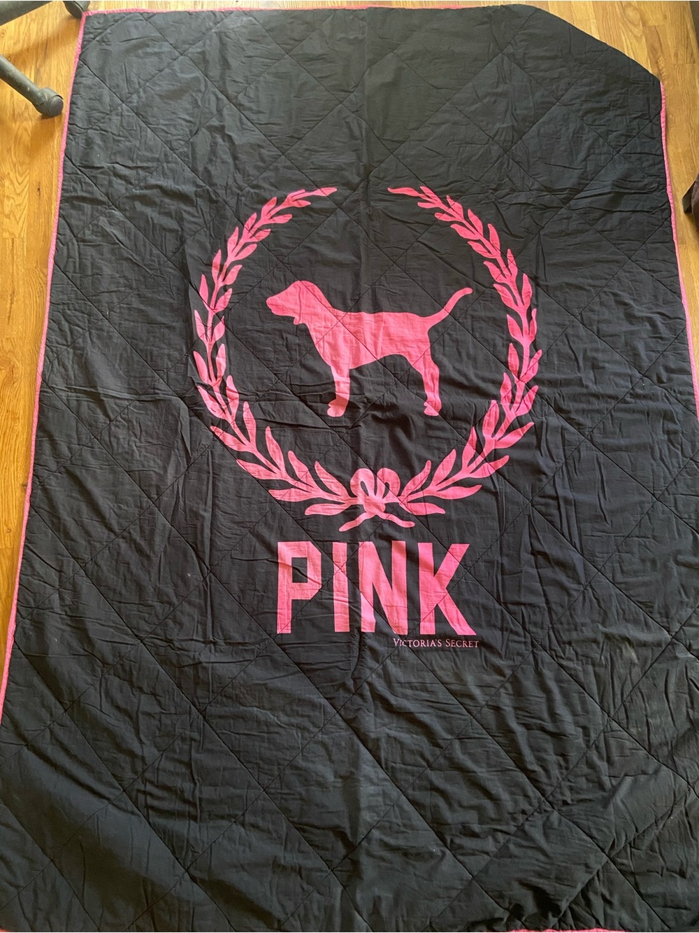 Vintage PINK Victoria's Secret Blanket Dog Crest
